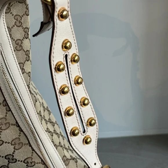 Gucci Biba Monogram Canvas Studded Hobo Bag - Picture 5 of 12
